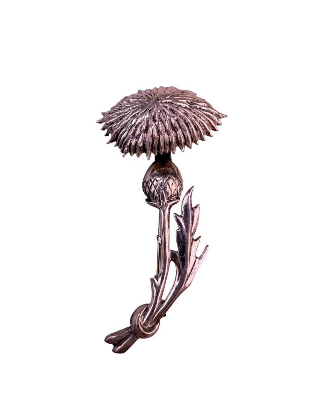 Lang Womens Silver Tone Sterling Thistle Floral Brooch Detailed Vintage